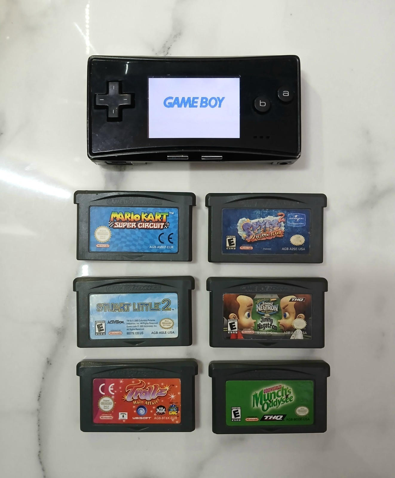 Nintendo Game Boy Micro Handheld Console Black OXY-001 With 6 Authentic Games
