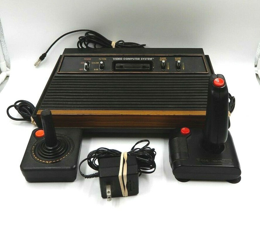 VINTAGE ATARI CX-2600A W/ JOYSTICK CONTROLLERS & PWR ADAPTER ~ PARTS OR REPAIR