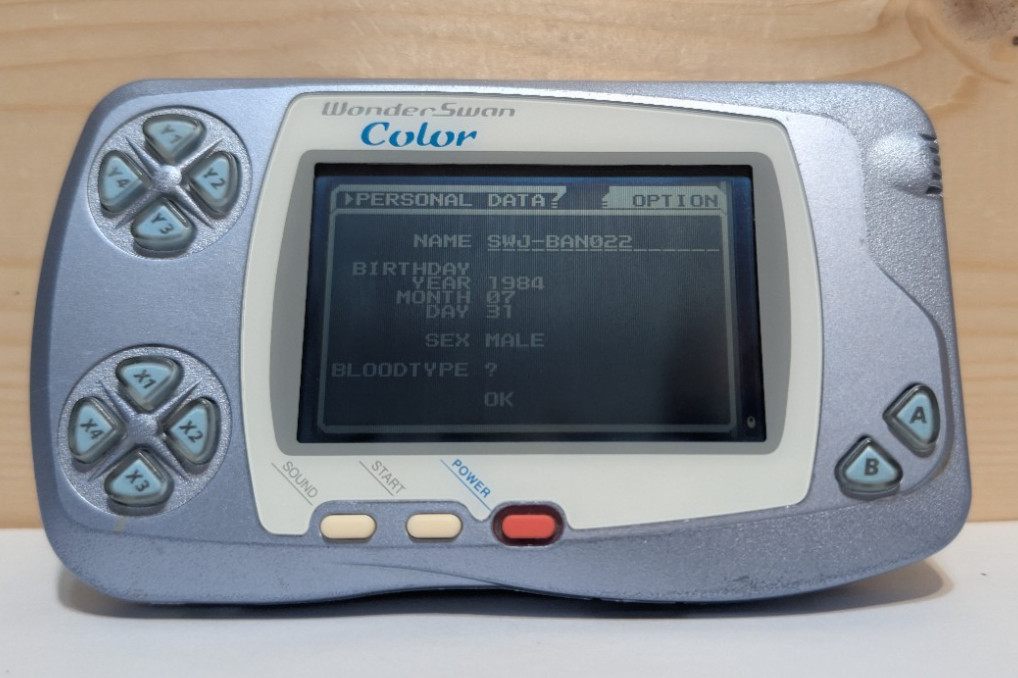 Bandi WonderSwan Color Pearl Blue W/Power Button Mod *Tested* No Game New Lens