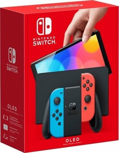 Nintendo Switch OLED 64GB Model Console w/Neon Red/Blue JoyCon