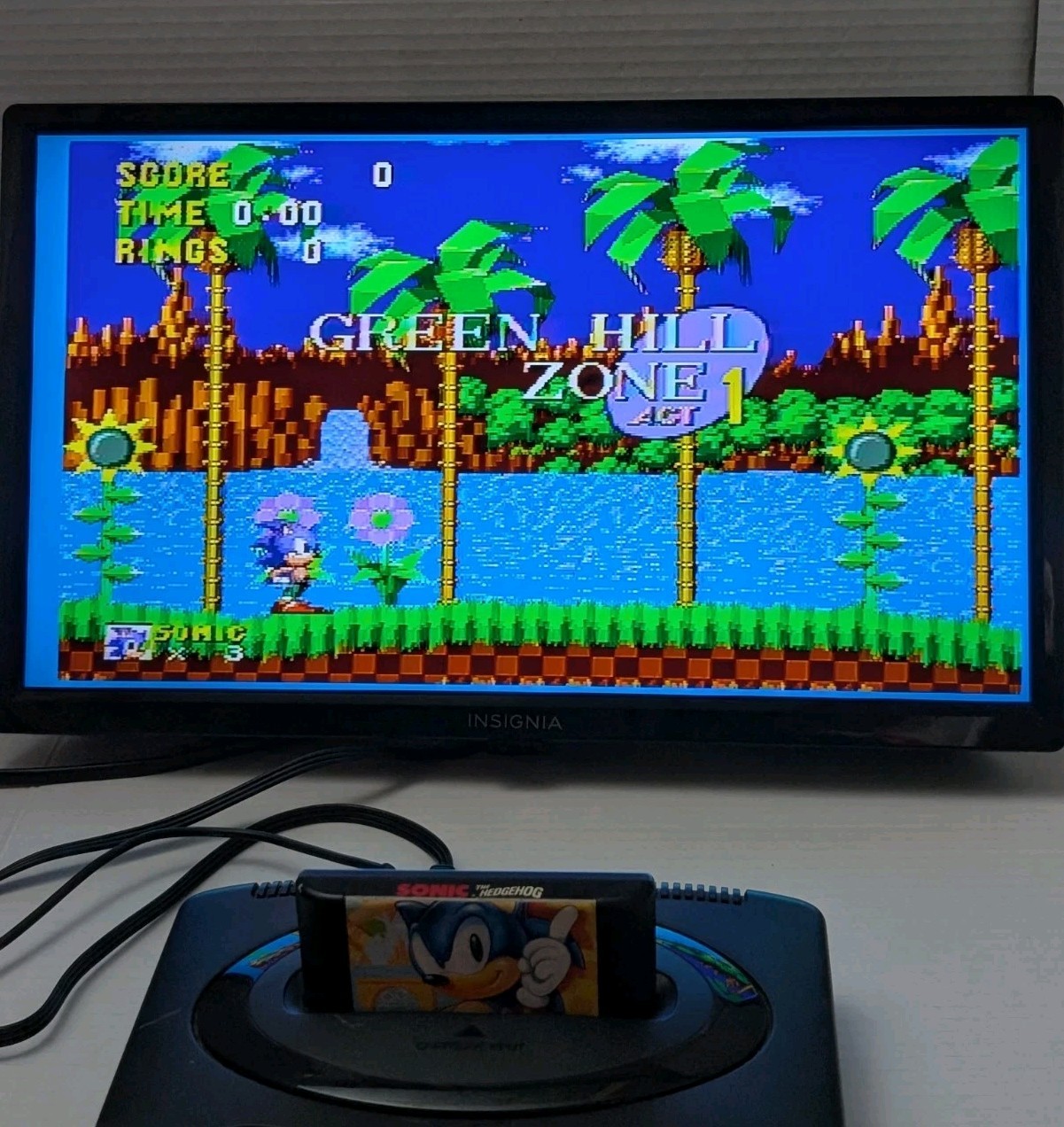 #1 Sega Genesis Model 1631 Console Bundle W/ 2 Games Sonic & Champions 1 Remote