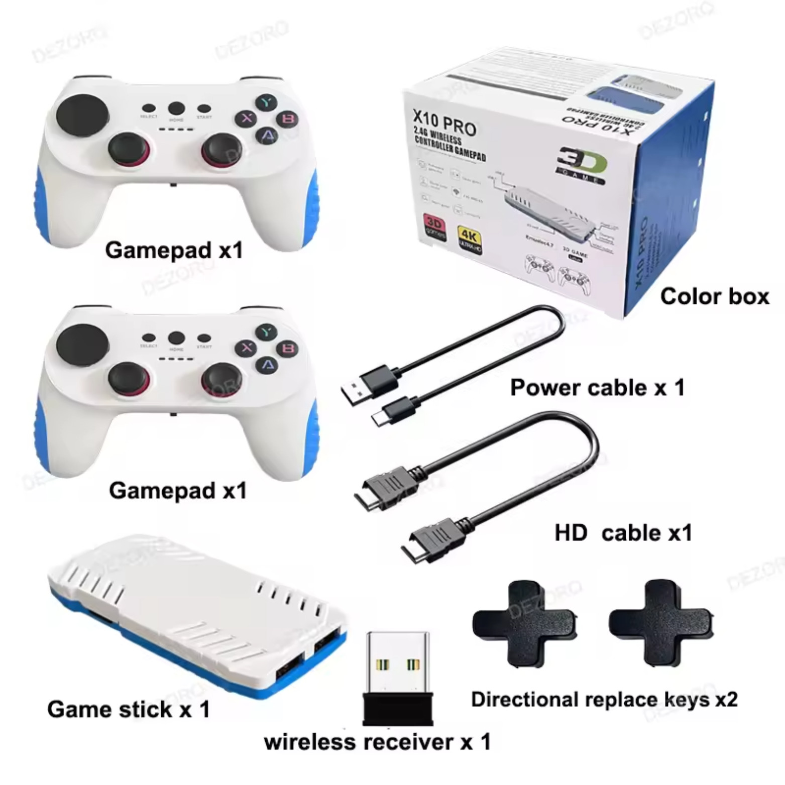 128GB X10 Pro 4K Game Stick Console 50K Games Dual Wireless Controllers