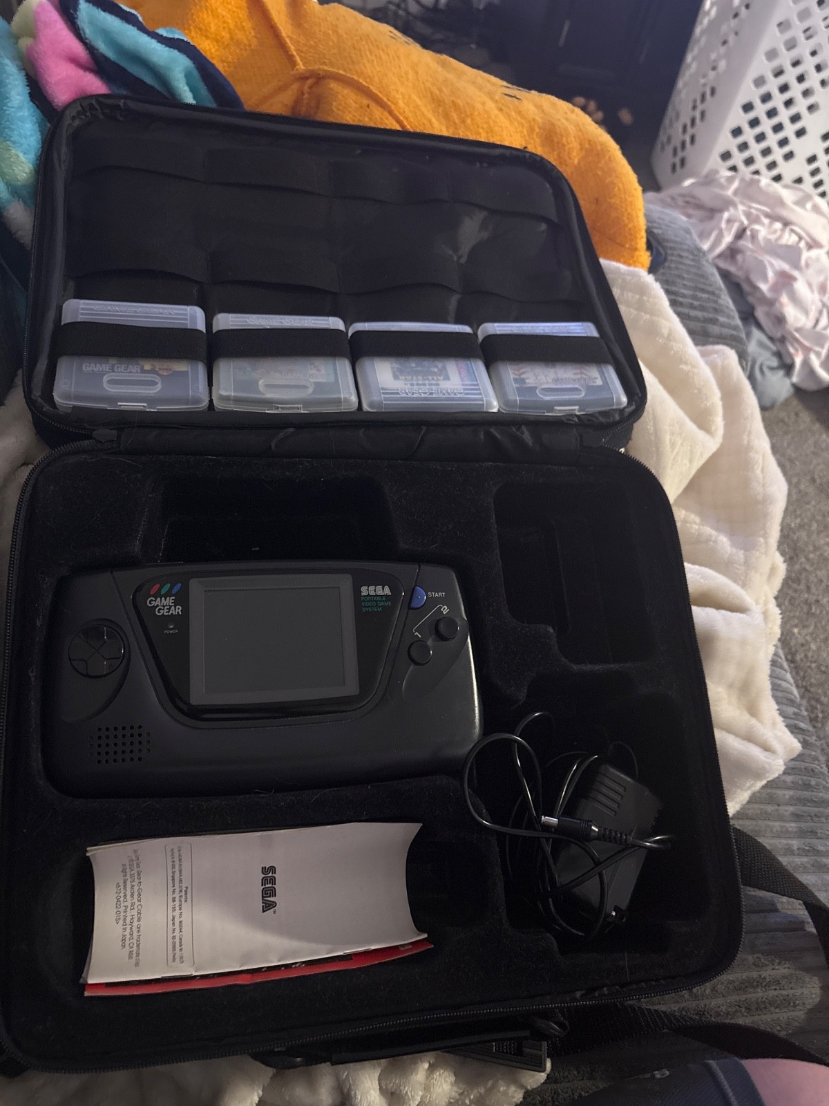 SEGA Game Gear Handheld System – Black with case and 4 games and charger