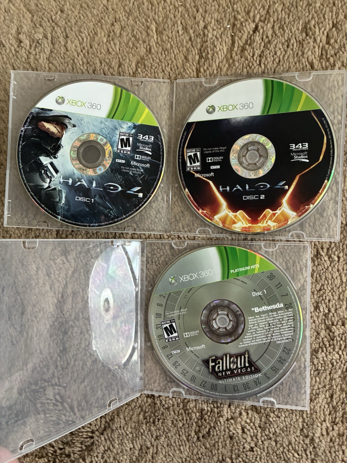 Xbox 360 Console E Console w/ 2 Controllers & 2 Dongles (No HDMI Cable) 23 Games