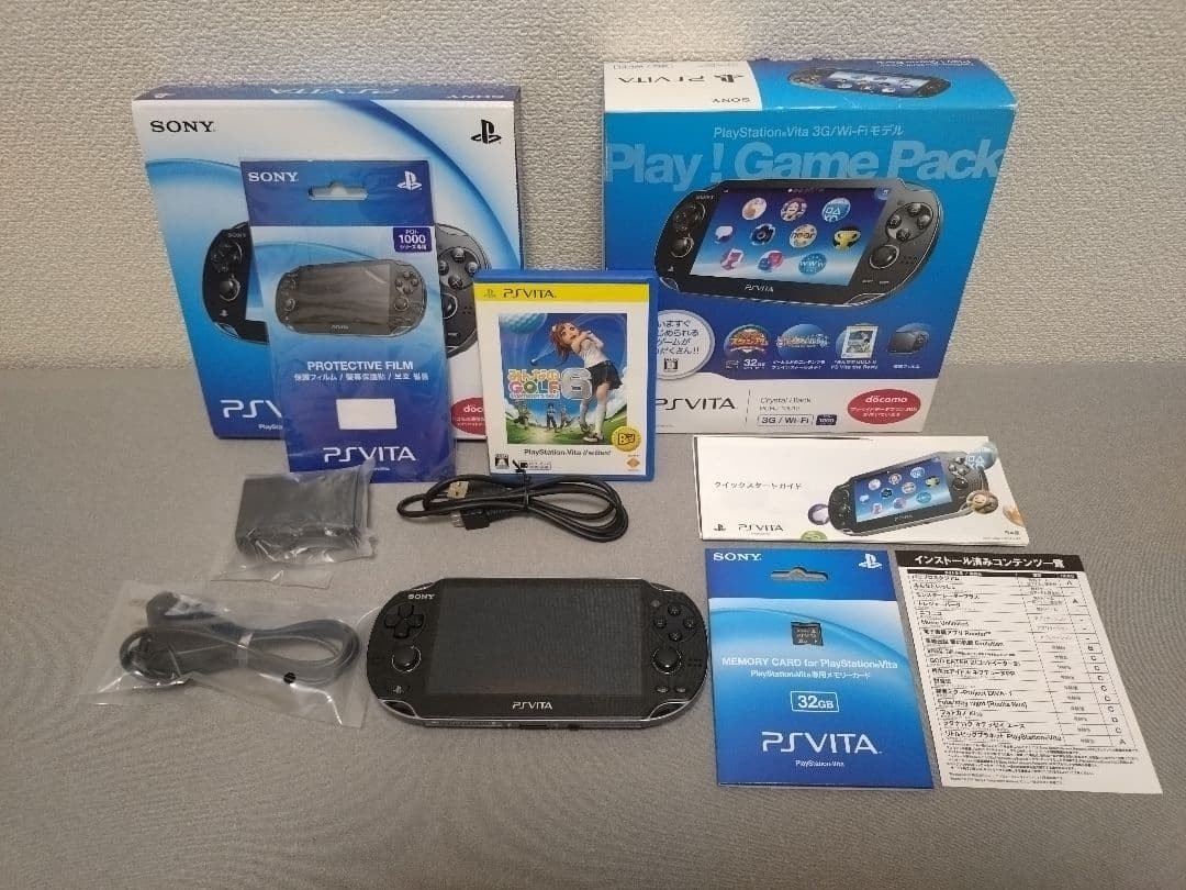 Excellent Sony PlayStation PS Vita PCH-1100 Crystal Black Play! Game Pack