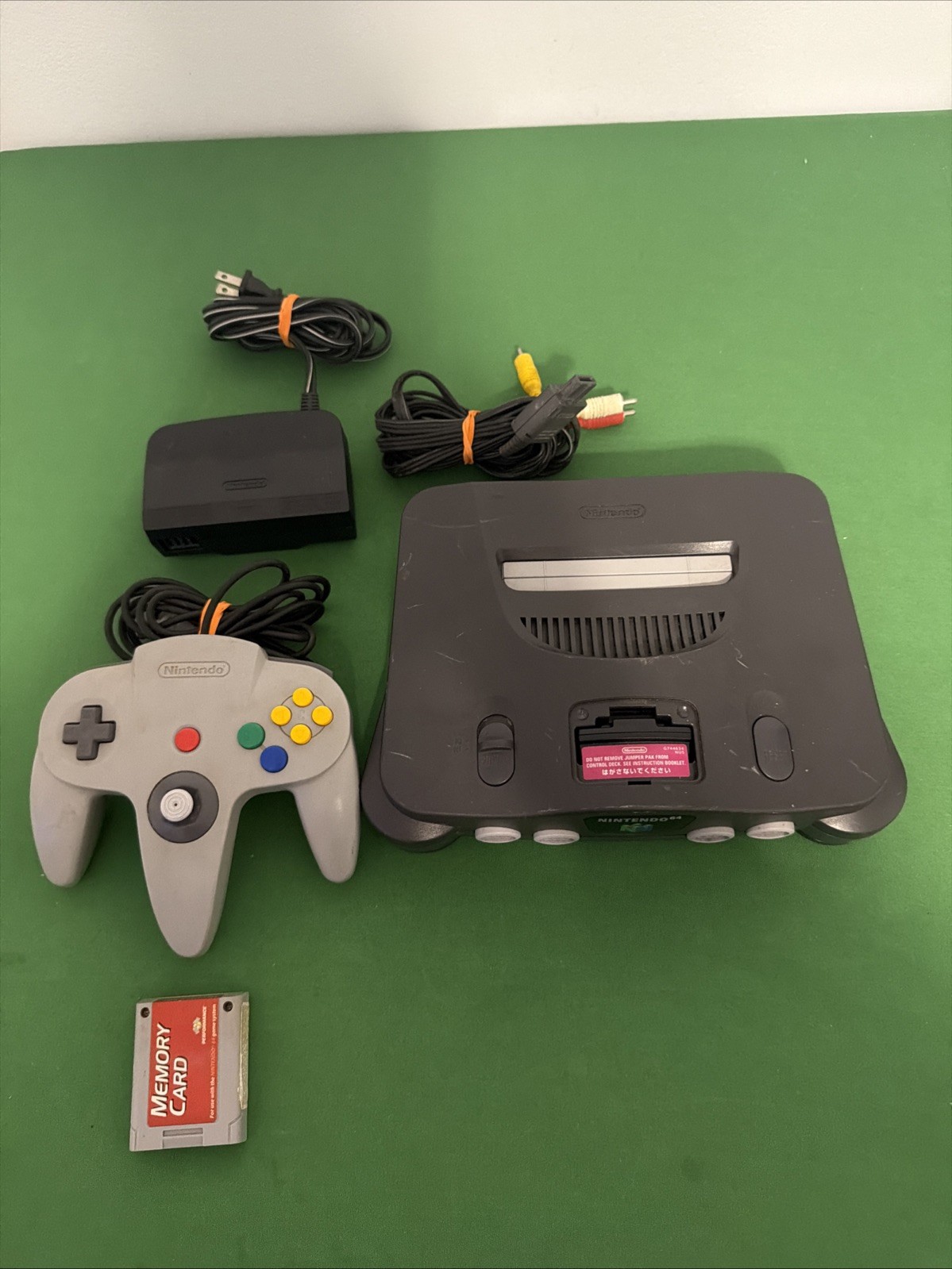 Nintendo 64 N64 Console Bundle OEM Controller Cables Memory card, Tested NUS-001