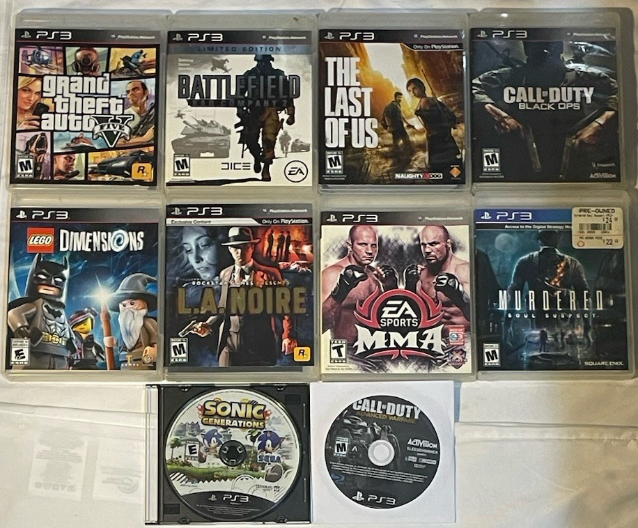 Sony PlayStation 3 80GB Console Bundle – Controller, Cords + 10 Games