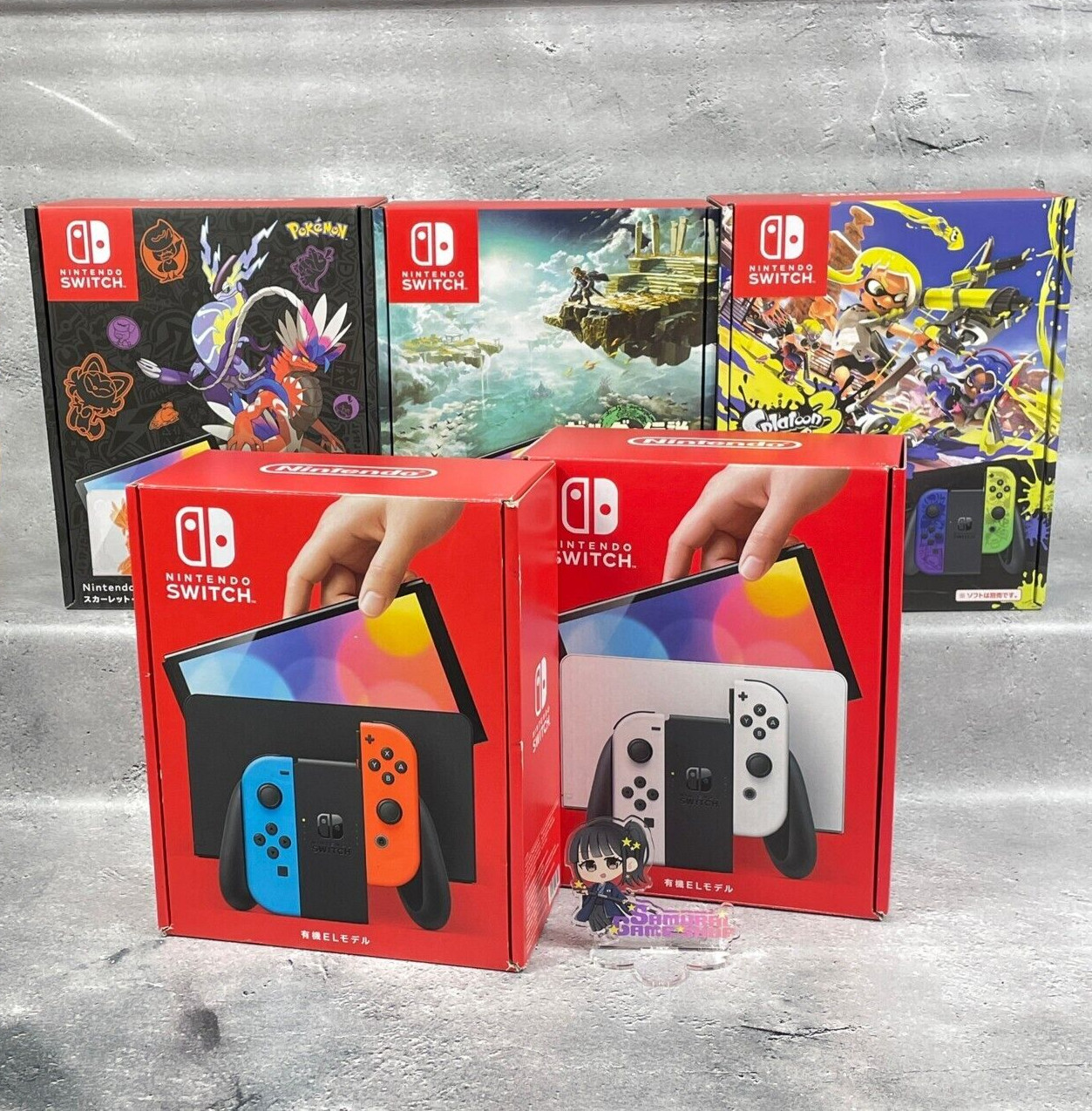 Nintendo Switch 64 GB OLED Console White Neon Red & Blue Zelda Pokémon Splatoon