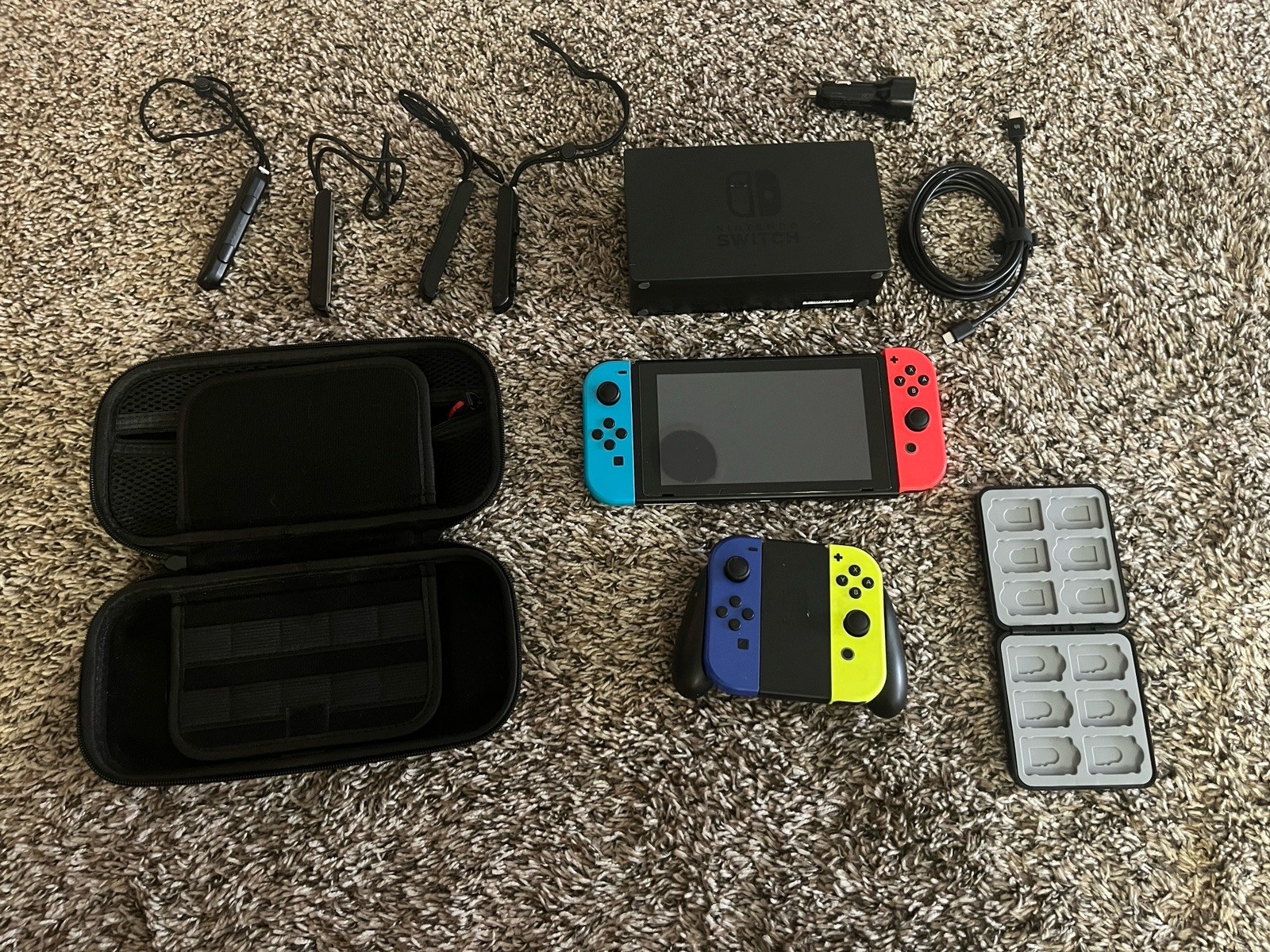 Nintendo Switch Console 32GB Wi-Fi w/ Neon Red/Blue Joy-Con, Dock, Case