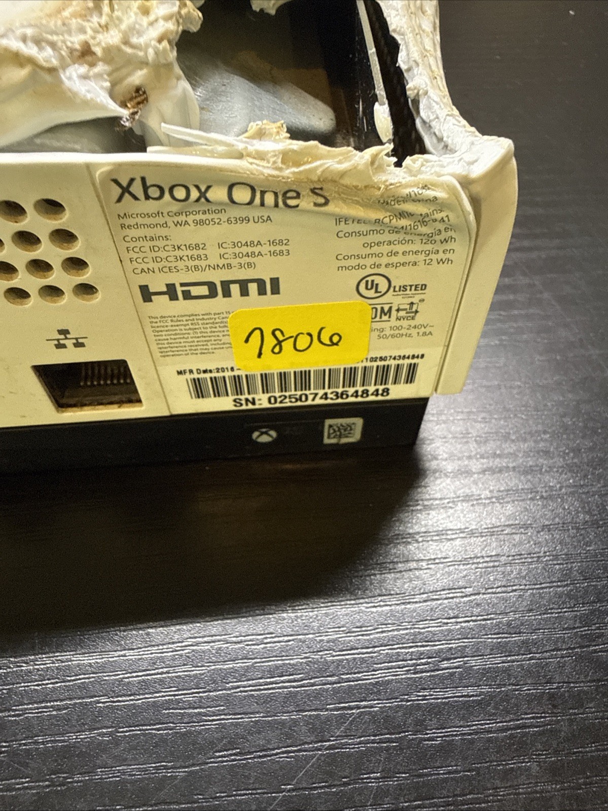(Parts/non Working)Microsoft Xbox One S Console – White Free Shipping