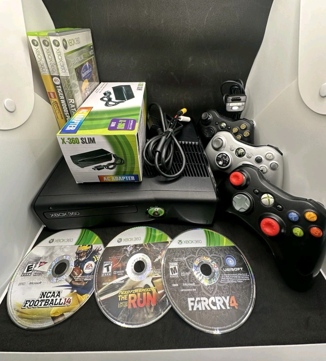 Xbox 360 S 250GB Bundle with 3 Controllers & 7 Games. Tested – SHIPS TODAY!