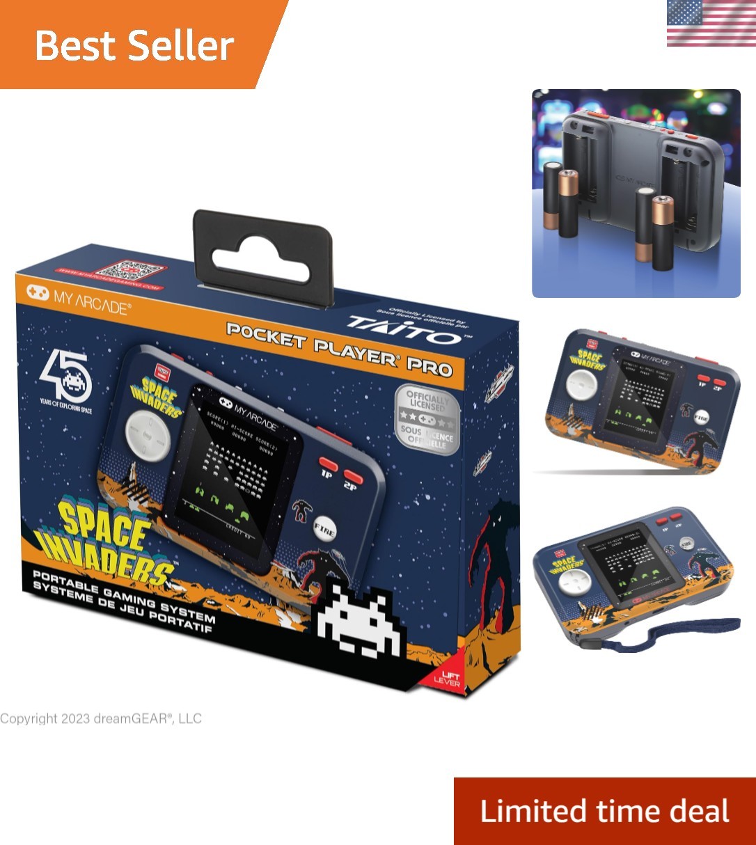 Space Invaders Pocket Player Pro: Portable Retro Console with 2.75″ Display