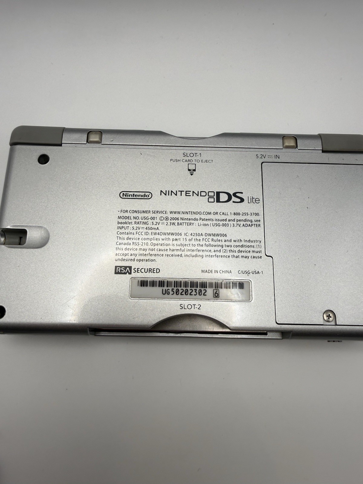 Nintendo DS Lite Launch Edition Silver Handheld System tested works W/ Charger