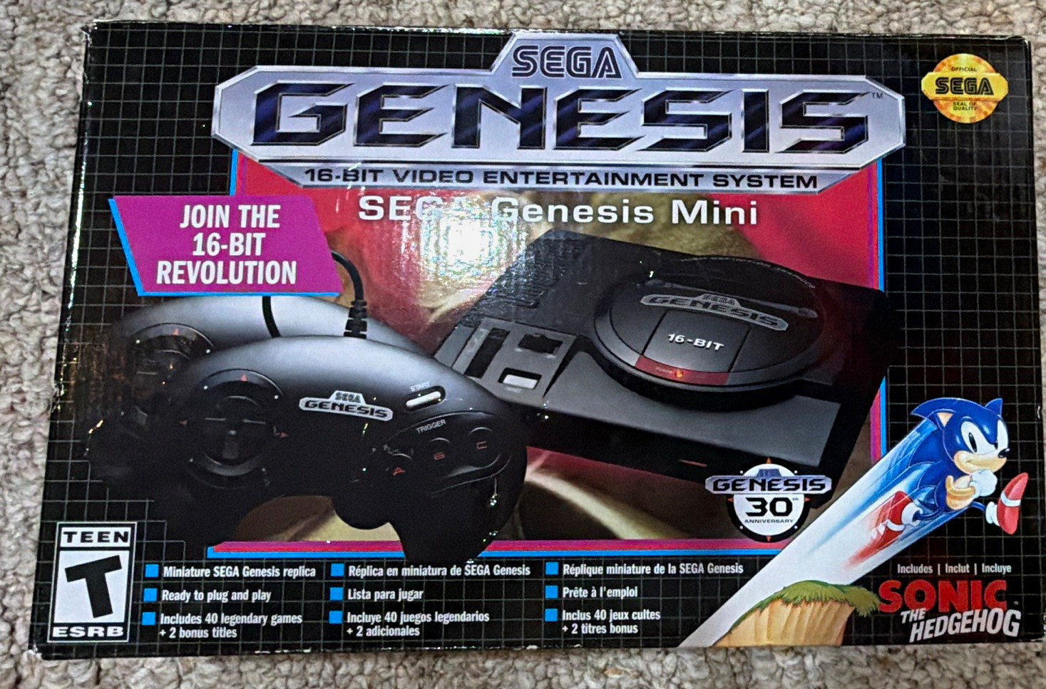 SEGA Genesis Mini Console Black HDMI 720p NTSC-U/C w/2 Controllers Cables Box