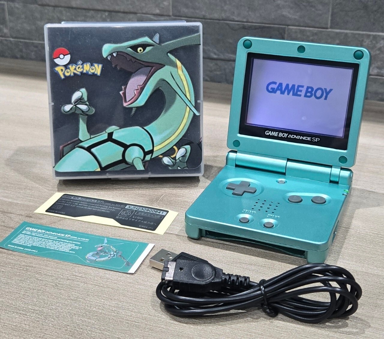 Nintendo Gameboy Advance SP Rayquaza Pokémon Reshell Glass Screen & New Battery