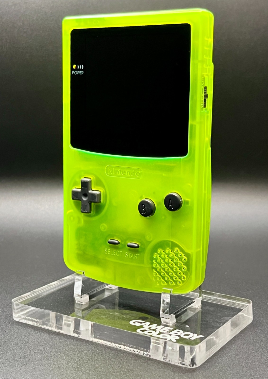 GameBoy Color OLED Screen Mod + USB‑C Rechargeable 1500mAh – Clear Green/Yellow