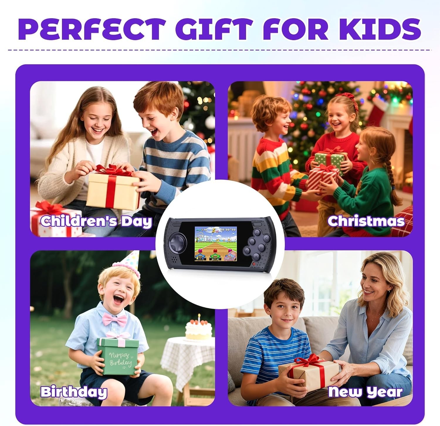 Portable 16 Bit Handheld Gaming System – 3.0 Inch, 230 Retro Games for Ages 4-12