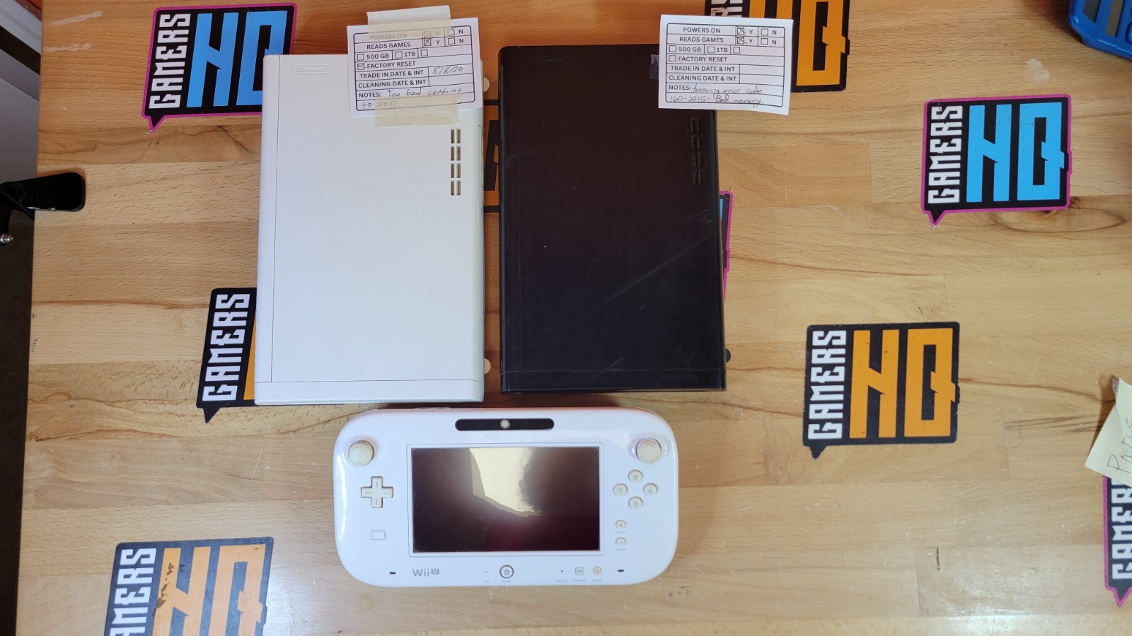 Lot of 2 Nintendo Wii U Black/ White with Gamepad Consoles Parts Repair AS-IS