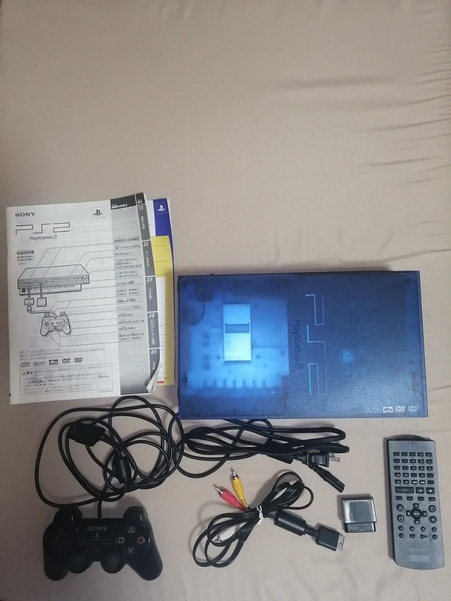 PS2 Playstation 2 console SONY Ocean Blue SCPH-37000 W/controller tested
