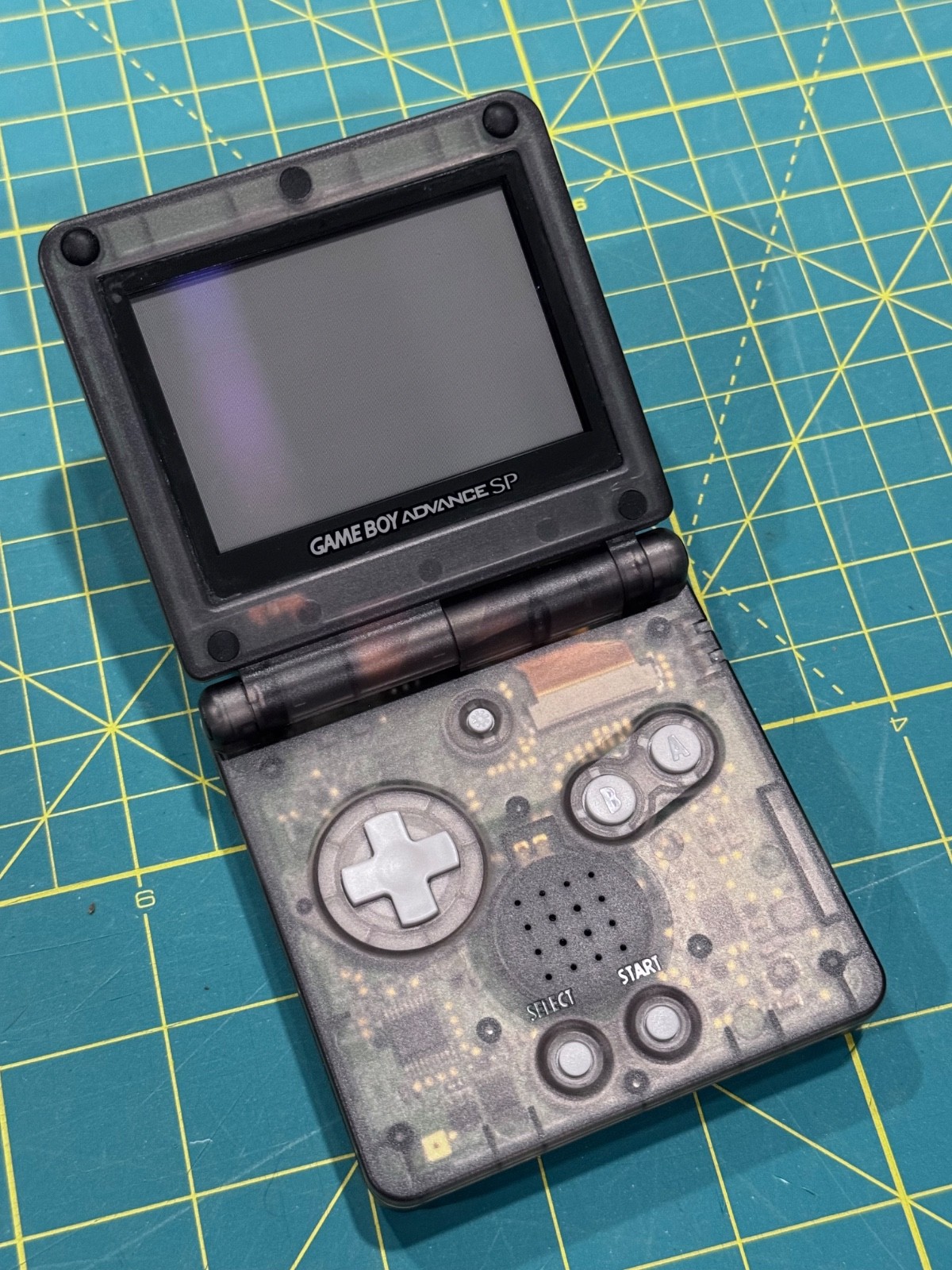 GBA SP Console with Transparent Frosted Black shell