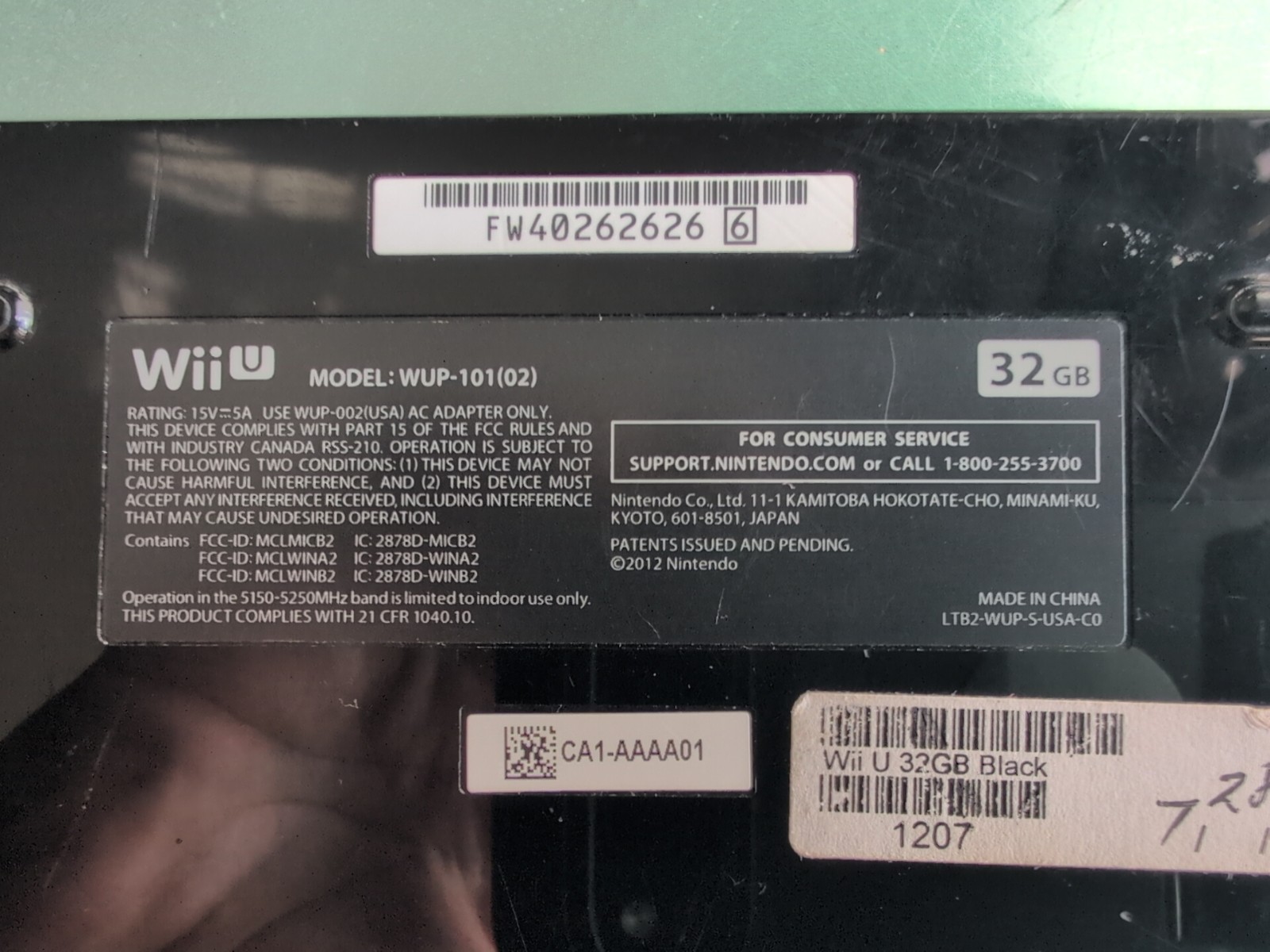 NINTENDO WII U CONSOLE 32GB FOR PARTS/REPAIR: