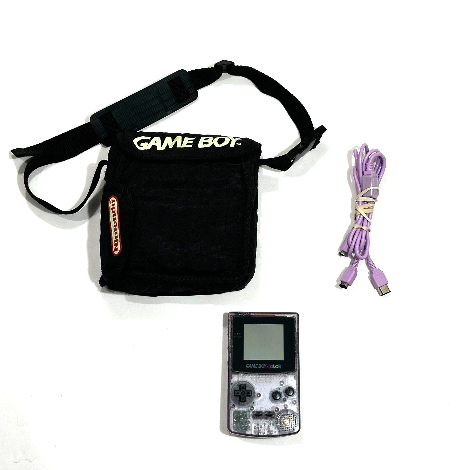 Nintendo Game Boy Color Atomic Purple CGB-001 Tested Working w/ OEM Carry Case
