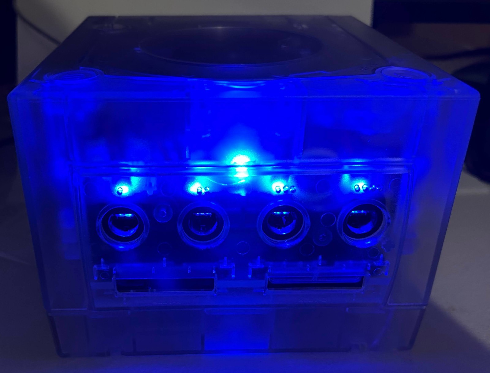 Nintendo GameCube DOL-001 US Transparent White Pluto-IIX HDMI USB-C LED Bundle