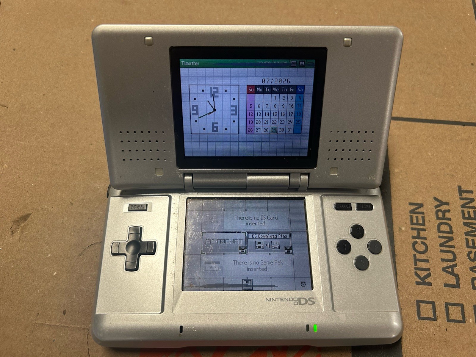 Nintendo DS Original Silver Titanium PARTS REPAIR BROKEN AS-IS