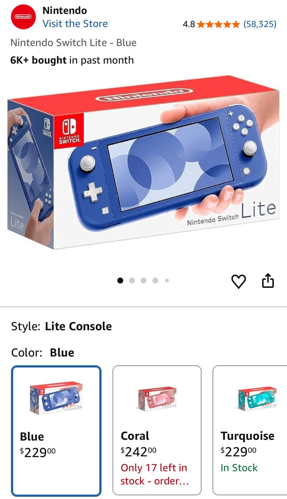 Nintendo Switch Lite NEW IN BOX Blue Console With Controller Bundle