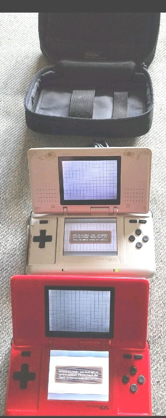 2 NINTENDO DS SYSTEMS Bundle Red & Gray both consoles work Bag Charger See Pics