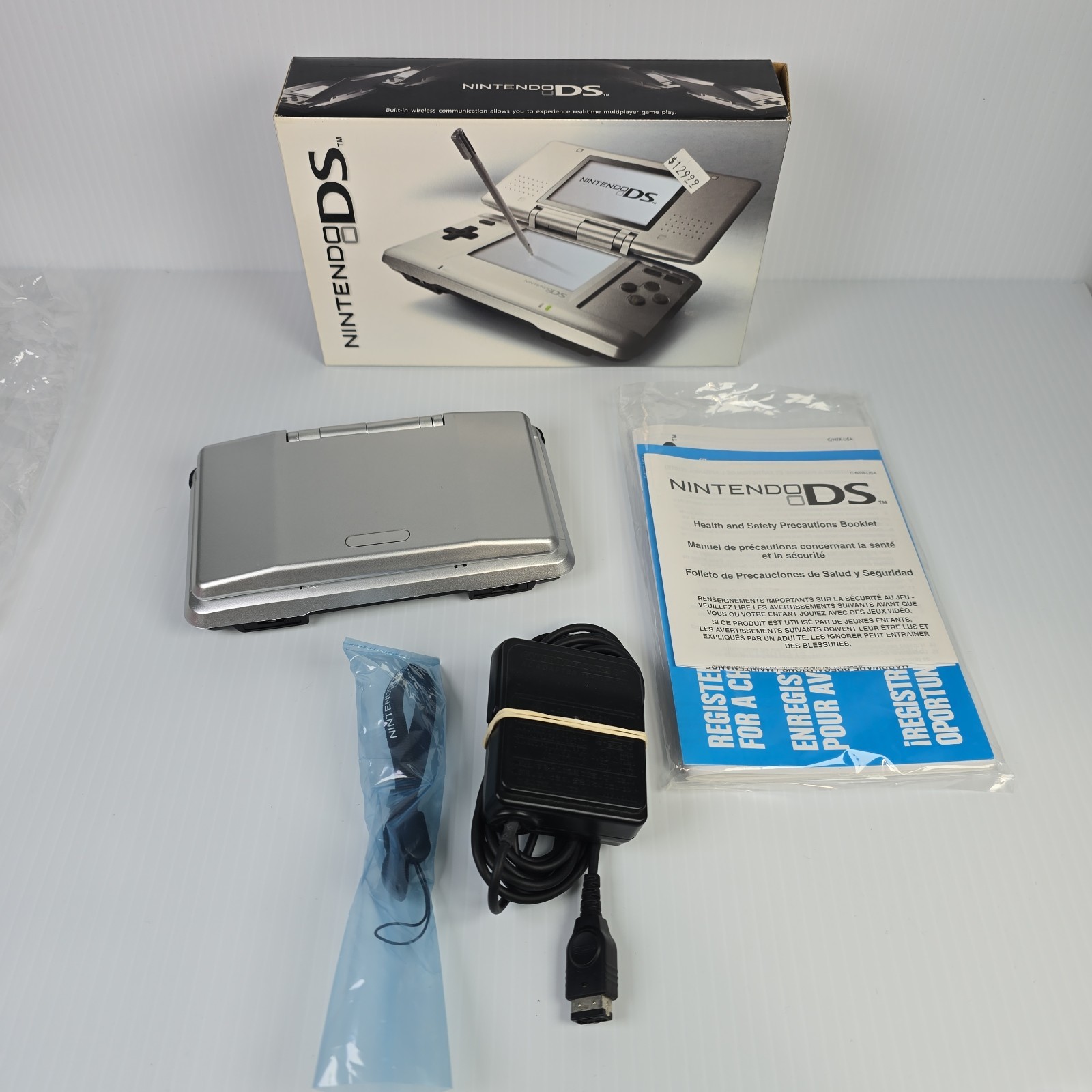 Nintendo DS Original NTR-001 Titanium Silver Handheld System CIB Tested