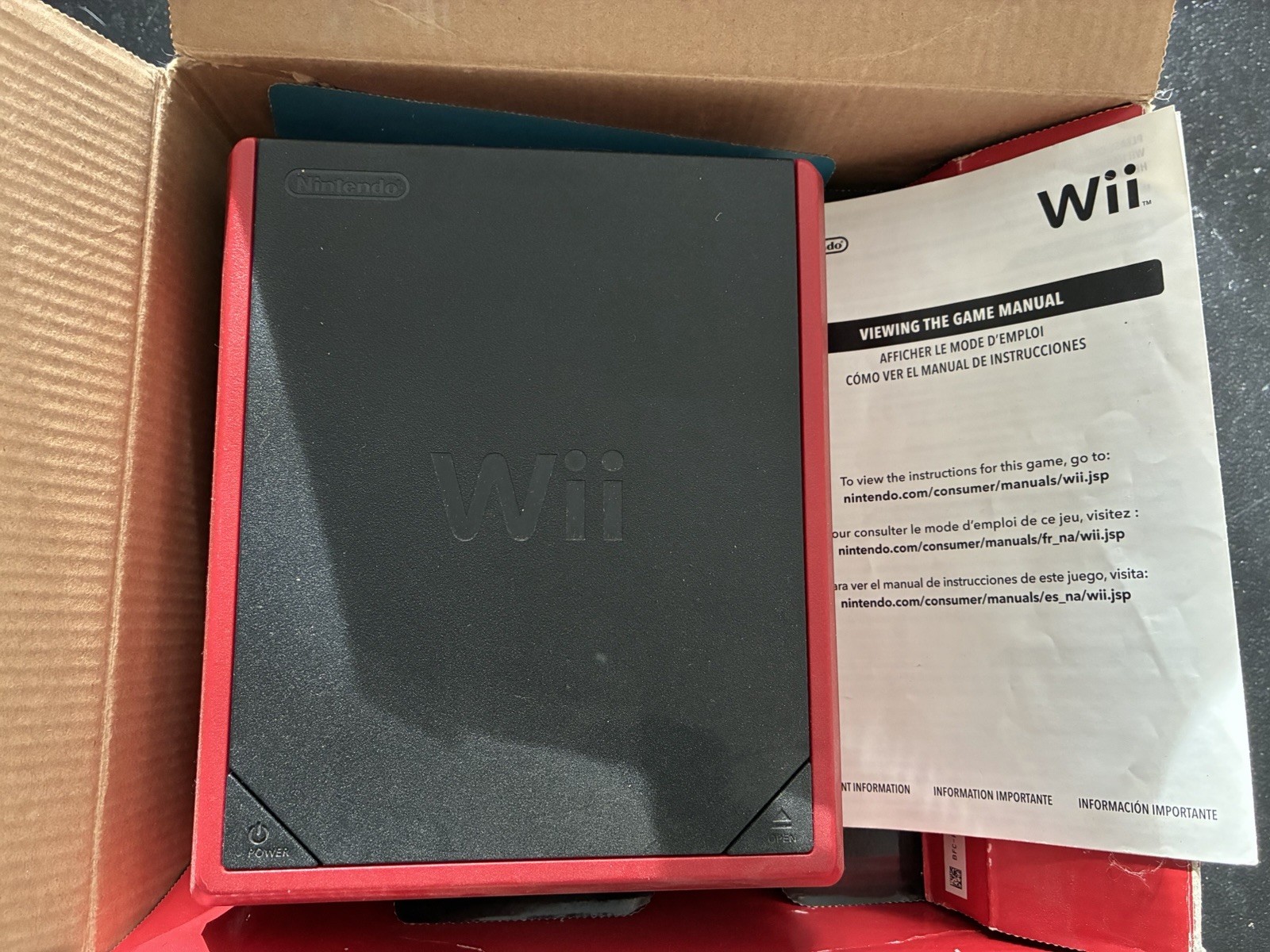 Nintendo Wii mini Console Red/Black Motion Control with Controllers, Box, Manual