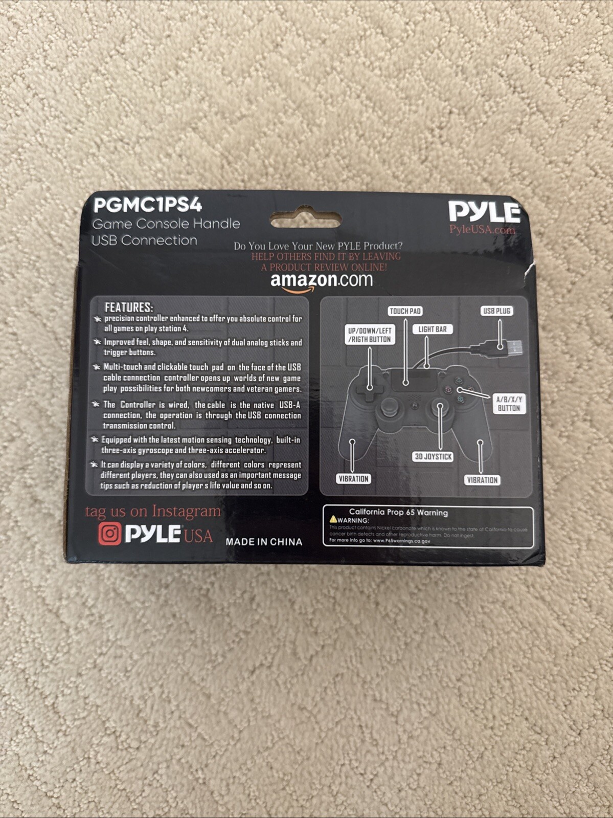 Pyle Game Console Handle Wired Controller with LED Lights, Built-in Speaker