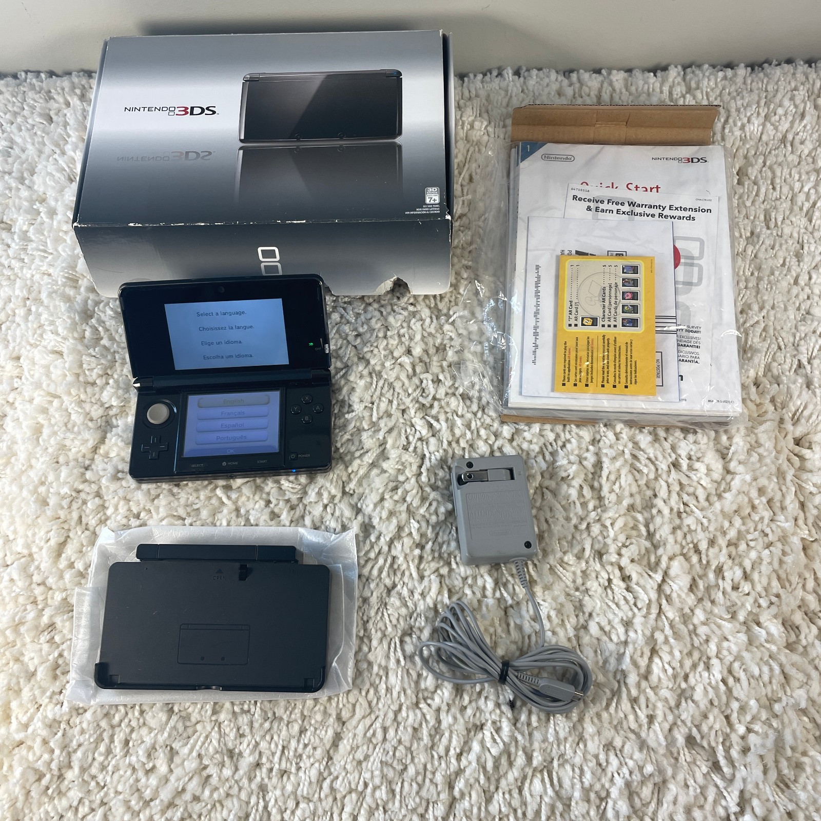 Nintendo 3DS Cosmo Black Handheld Console System CTR-001 Complete in Box CIB