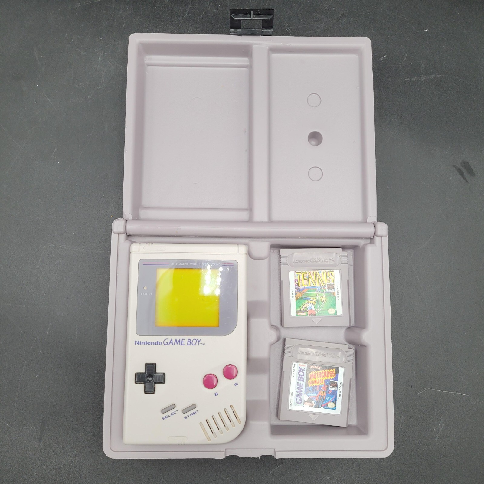 Original Nintendo Gameboy Console System w/Nuby Case Two Games Motocross+Tennis
