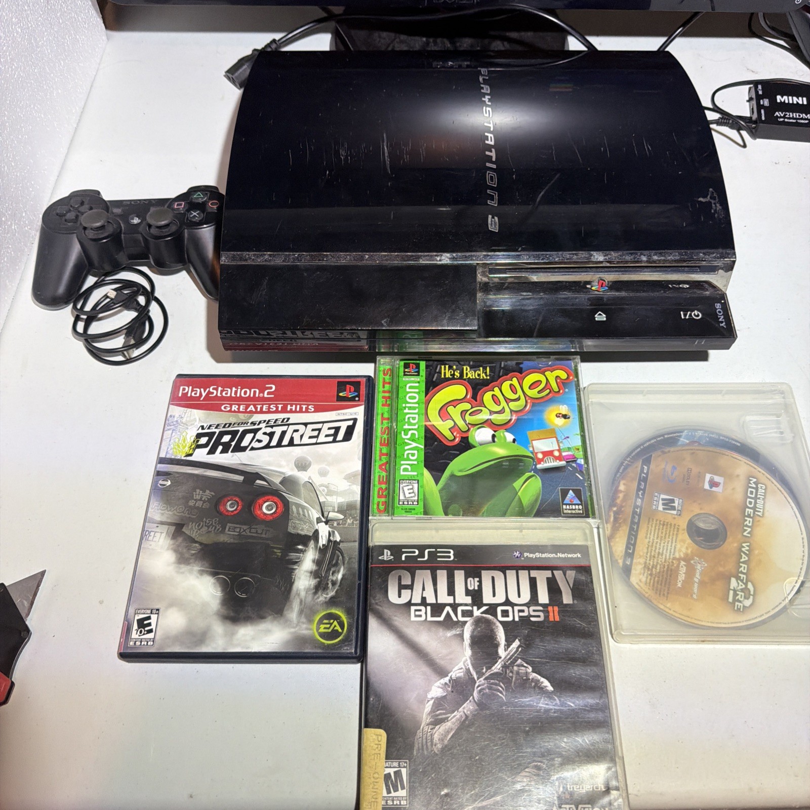 Sony PlayStation 3 CECHE01 80GB Console ,Controller & Games Tested PS1,PS2 & PS3