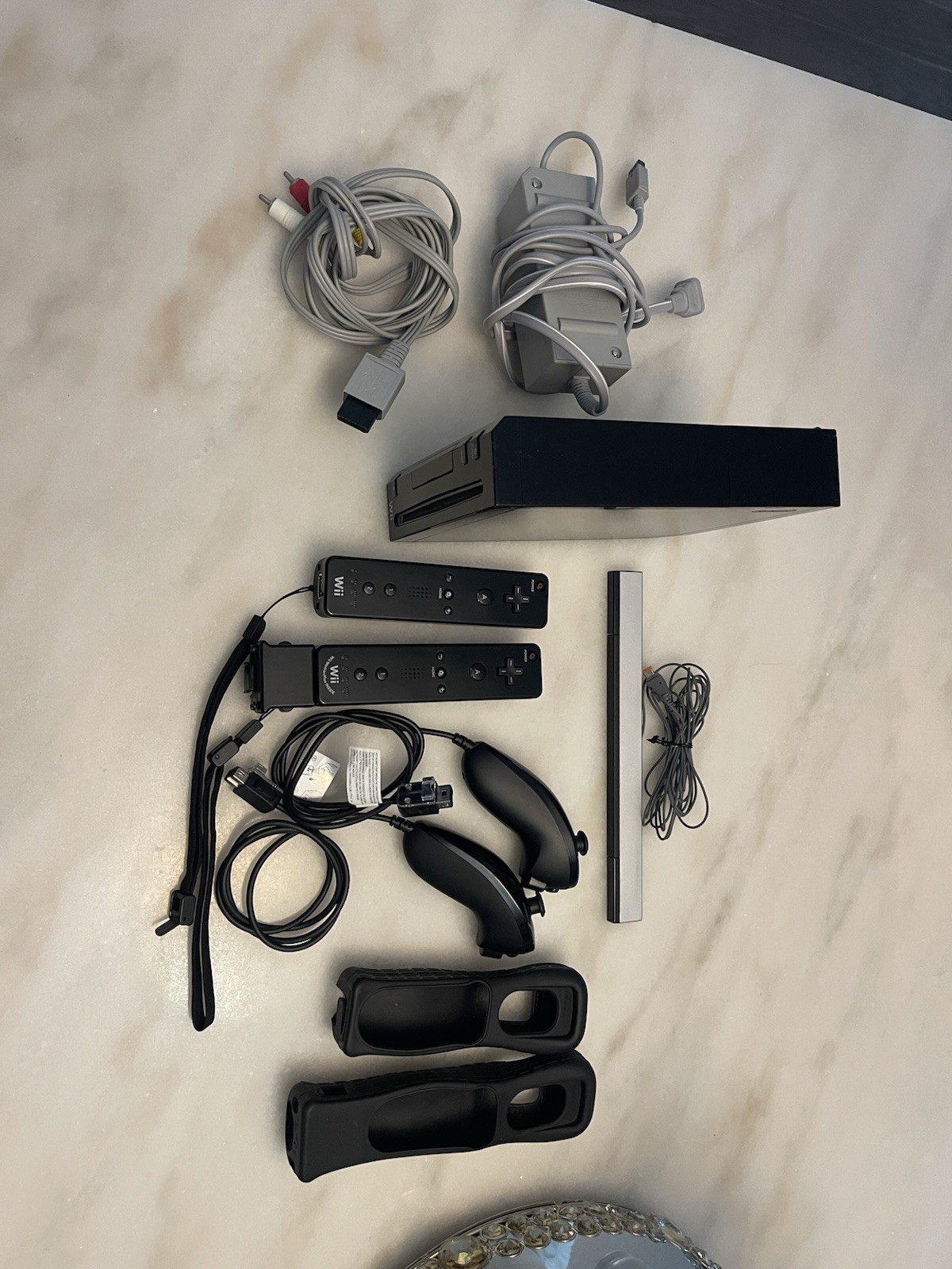 Nintendo Wii Console Black W/ All Cables & Stand – Working And Controllers