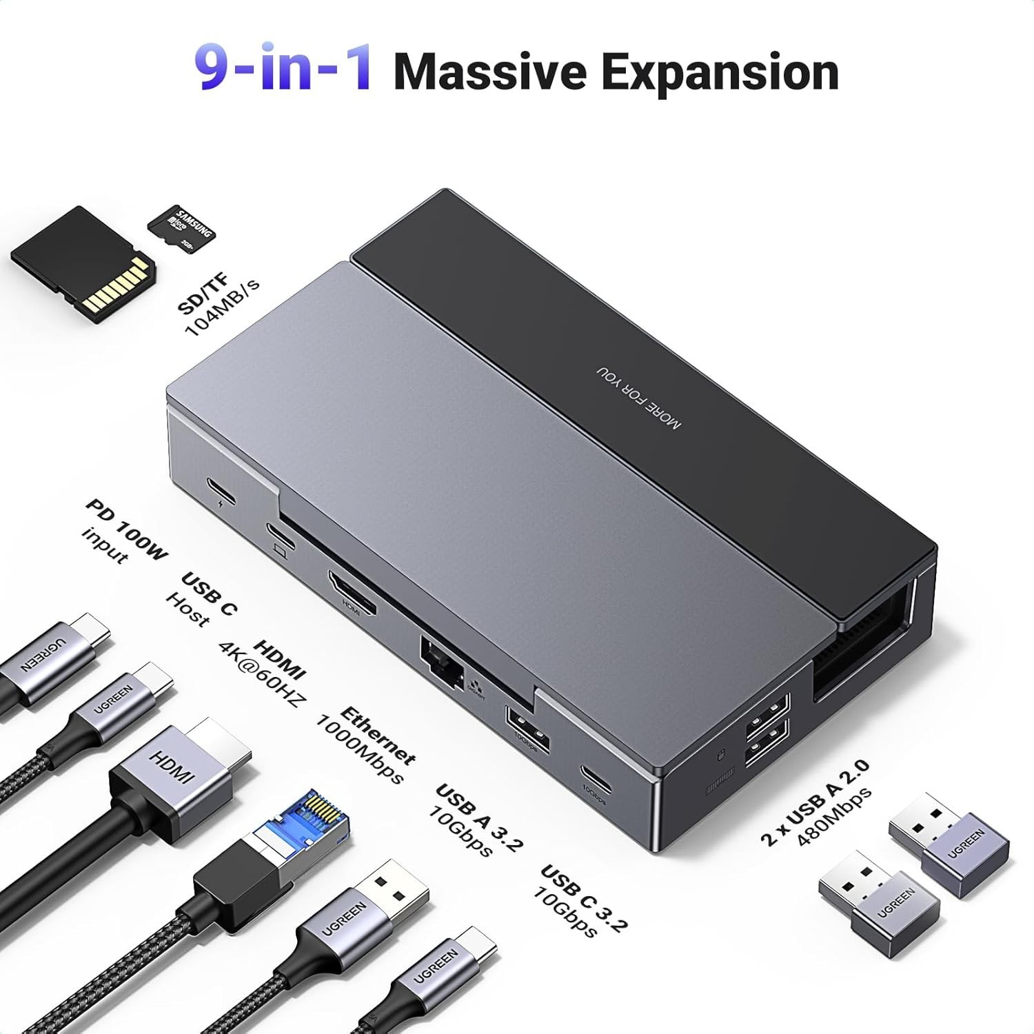 Foldable Gaming Dock Station – 4K HDMI, 10Gbps USB & Fast Charging for Consoles