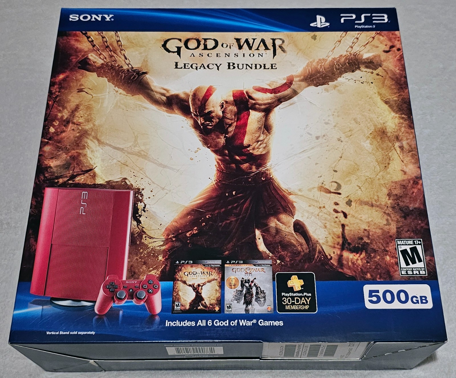 Sony PlayStation 3 PS3 Super Slim God of War Ascension Red Limited Edition – New