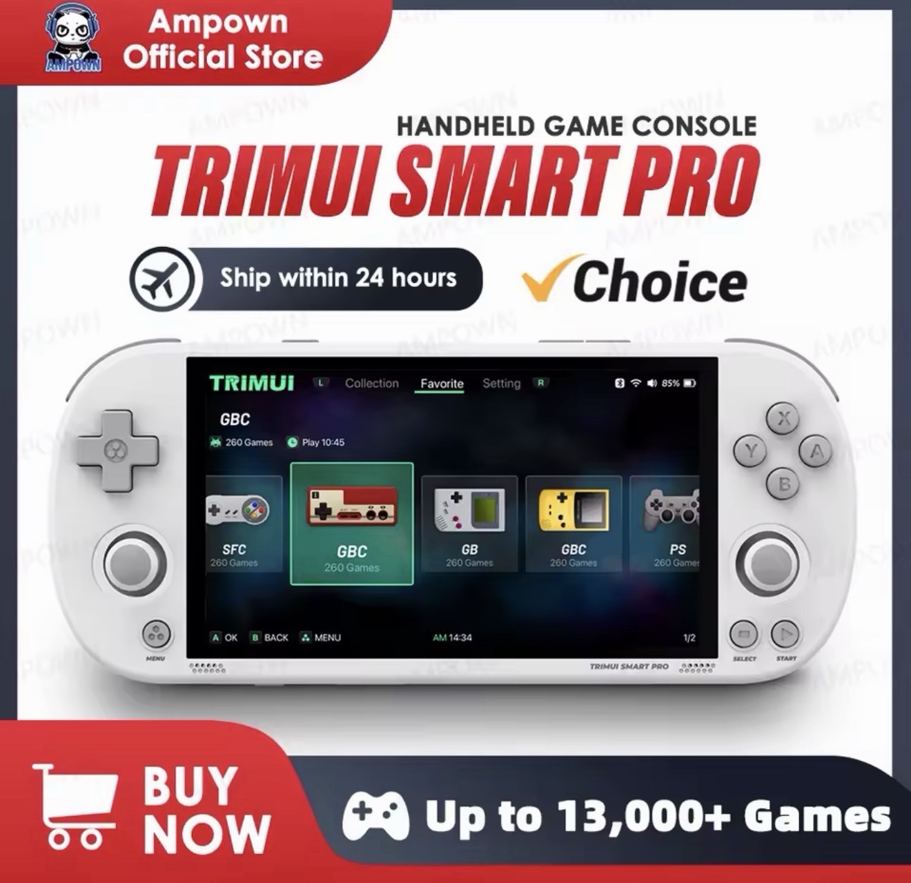 Trimui Smart Pro Handheld Game Console, White, USB, Wi-Fi Capability