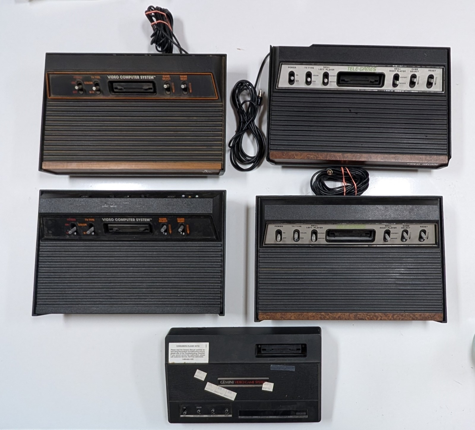 5 Lot Atari 2600 Tele-Games Coleco Gemini Video Computer System Consoles As Is