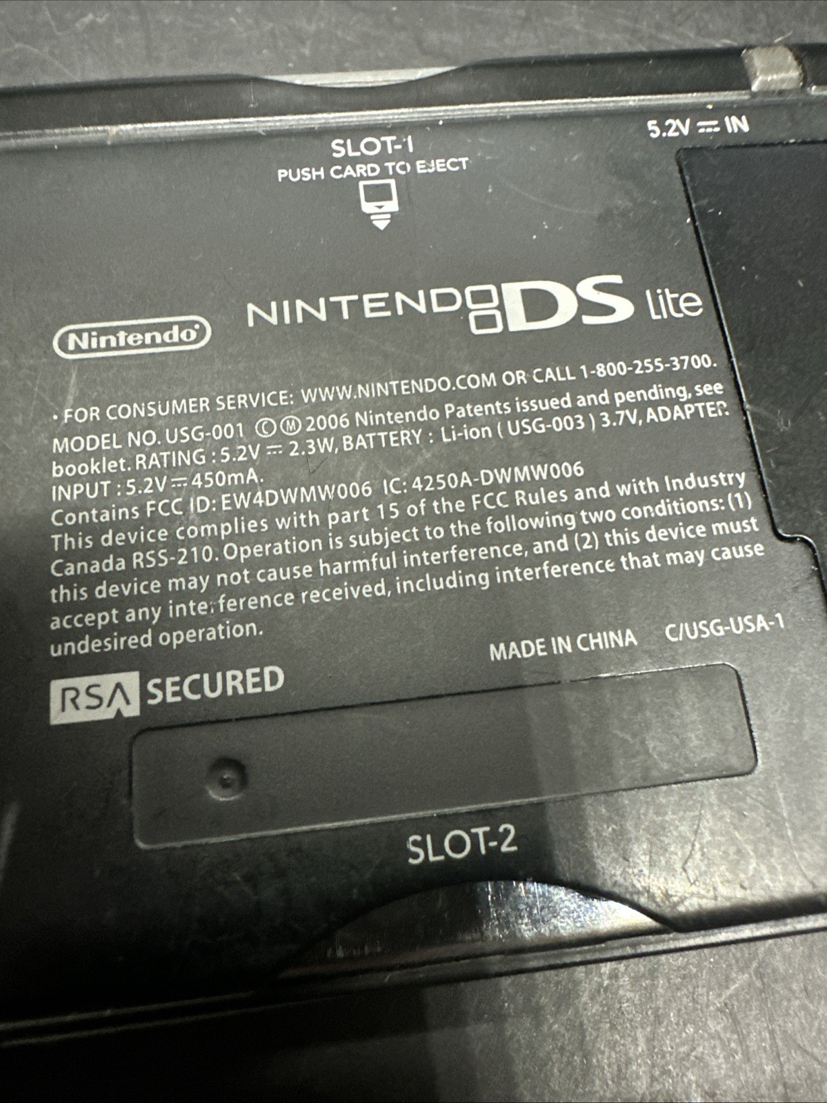 Nintendo DS Lite Blue Black Dual Screen Handheld Console USG-001 Top Screen Issu