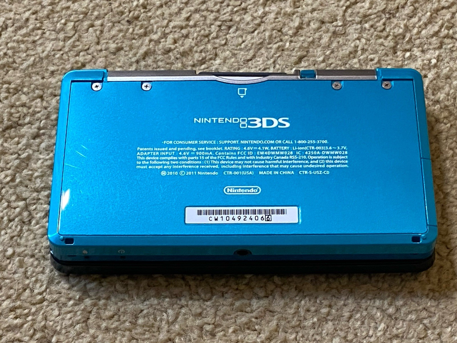 Nintendo 3DS Console Game System CTR-001 Teal USA VERSION Beautiful Free Ship