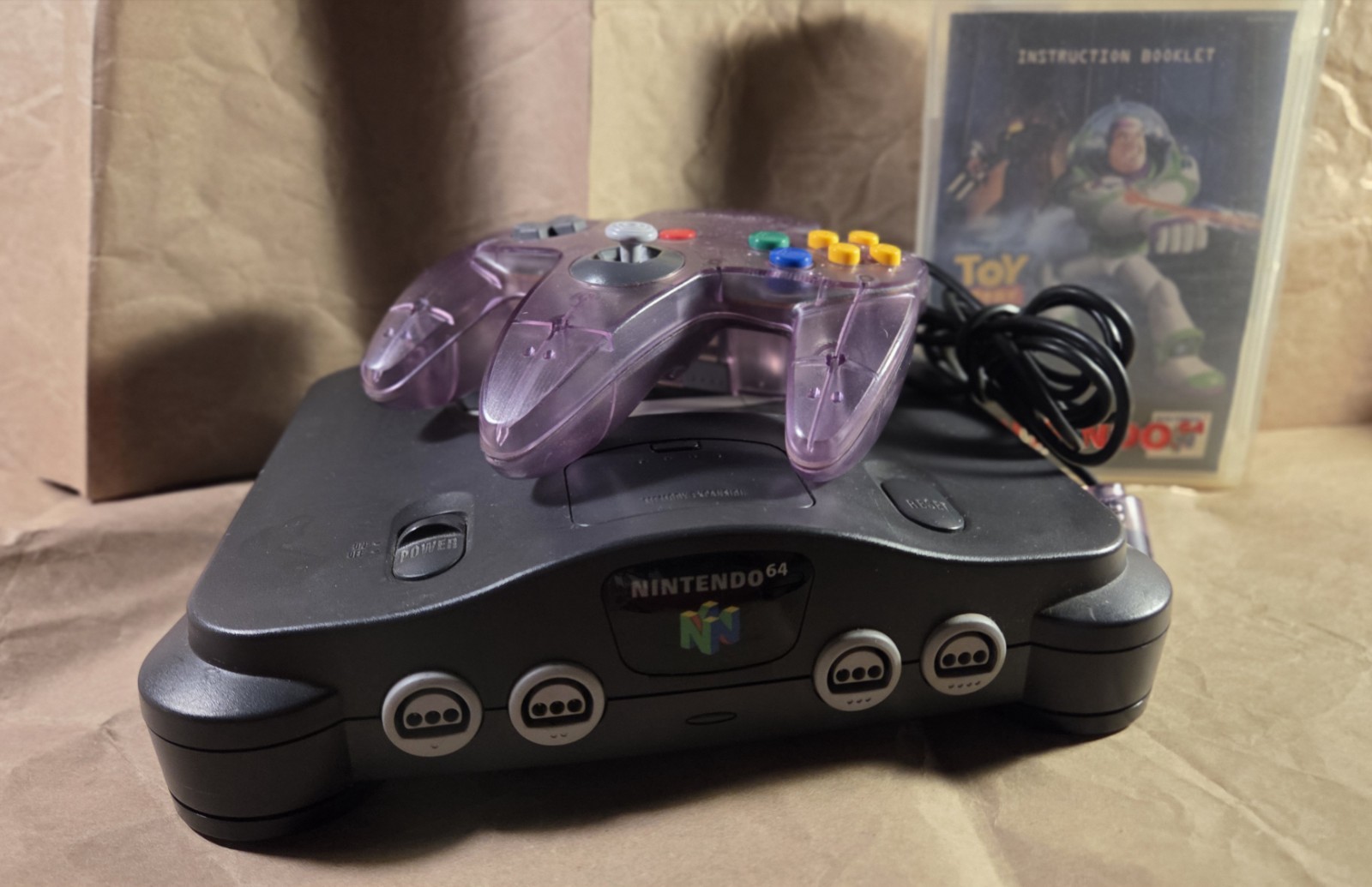 Nintendo 64 Console Bundle w/ OEM Controller, Toy Story 2, Memory Card, Tested