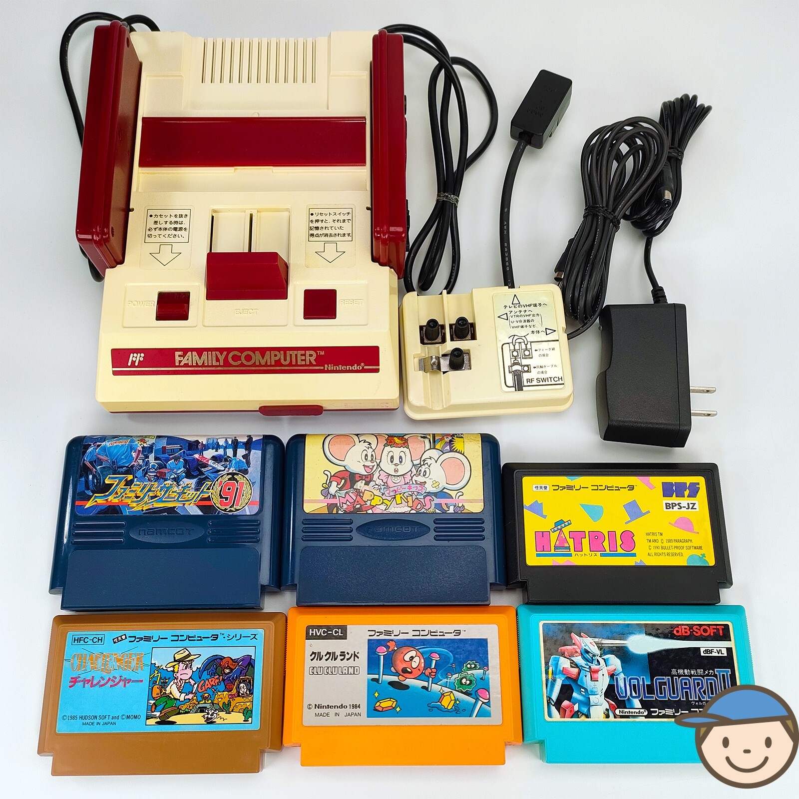 Nintendo Famicom Console HVC-001 6 Games Mappy Kids Volguard II Challenger Japan