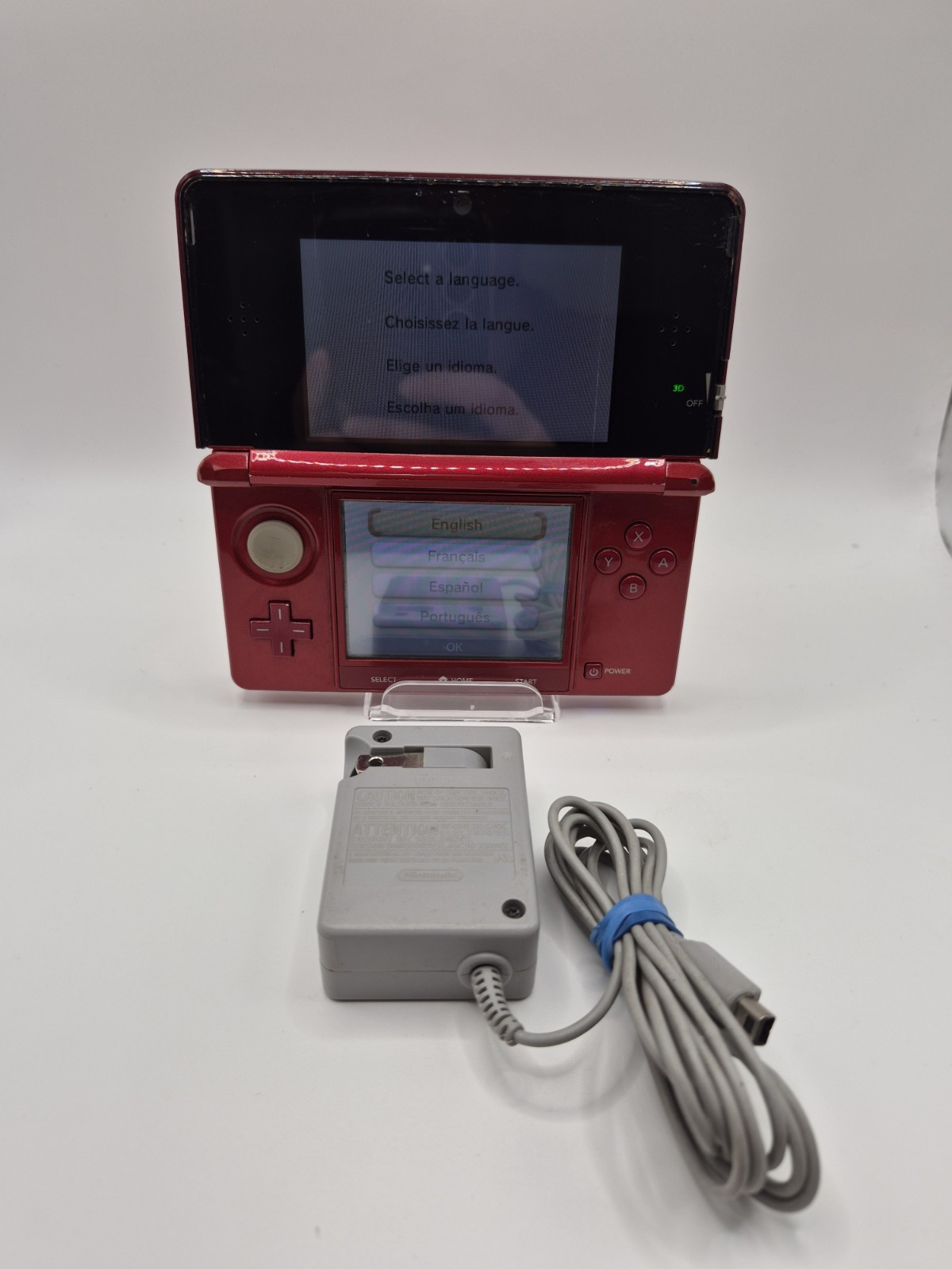 Nintendo 3DS Flame Red CTR-001 Handheld Console System Tested W/ Charger Mint
