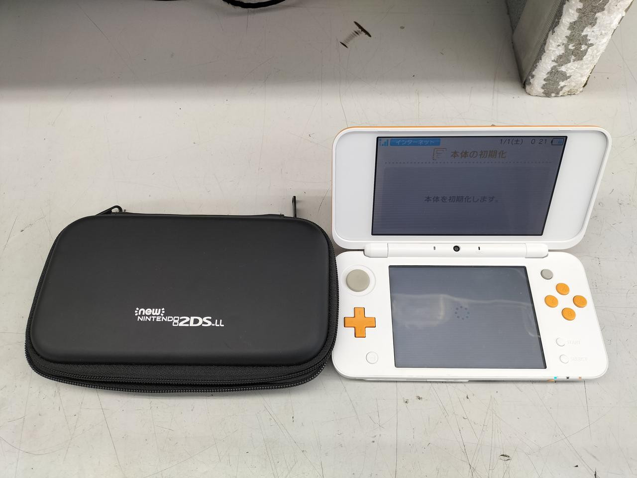 New Nintendo 2DS LL White Orange Console JAN-001 Case Japanese Version USED