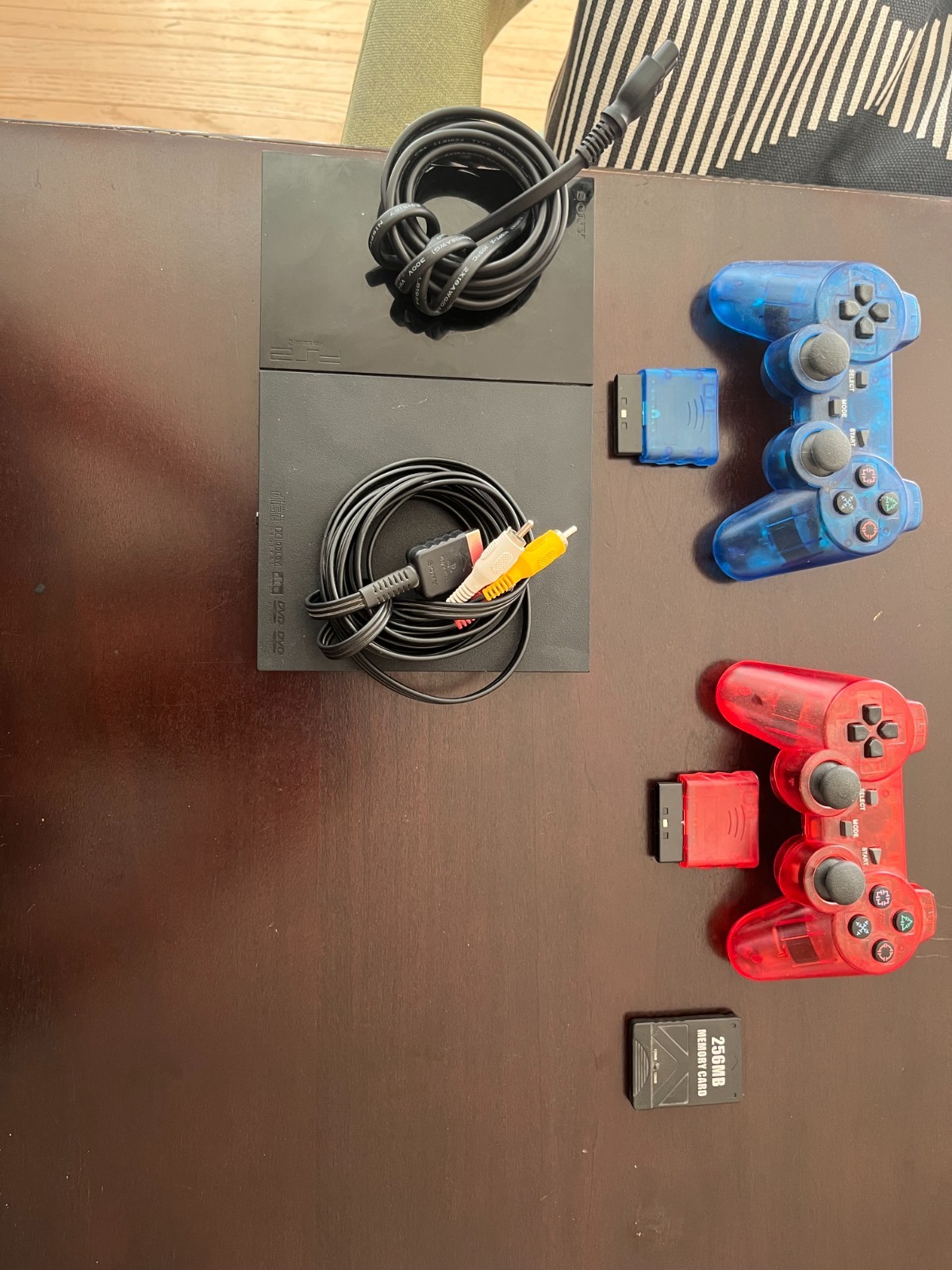 Sony PlayStation 2 Slim Black w/ 2 wireless controllers and 22 games + memory
