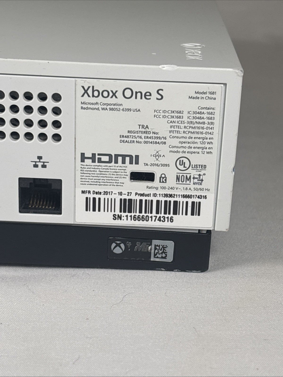 Microsoft Xbox One S 500GB Console Model 1681 Tested Cleaned New Thermal Paste