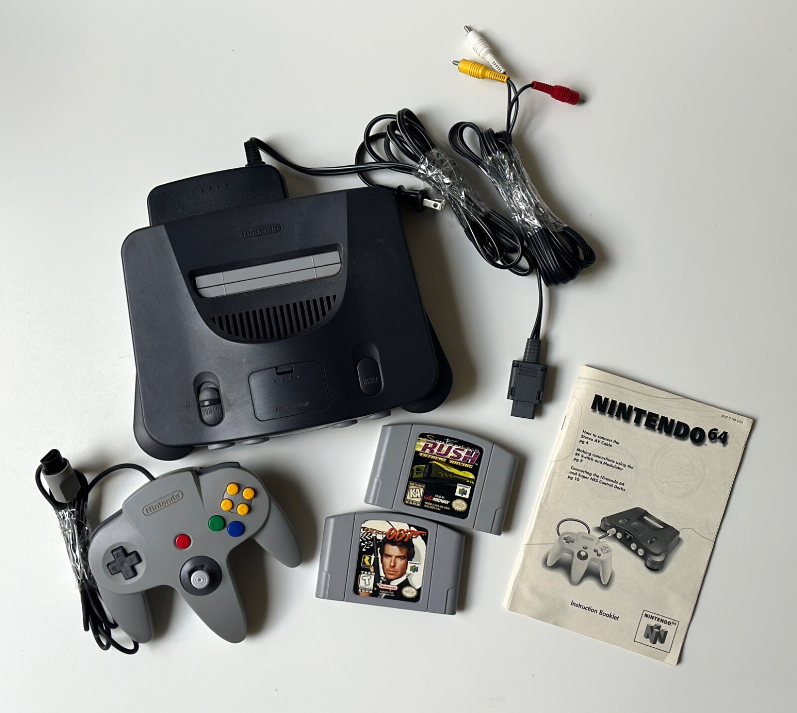 N64 Nintendo 64 Console Charcoal Gray With Cables, Controller, Games – Tested